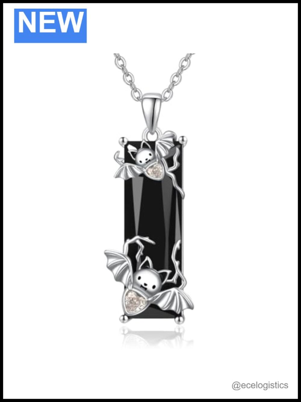 925 Sterling Silver Sea Turtle Necklace Rectangular Crystal Pendant